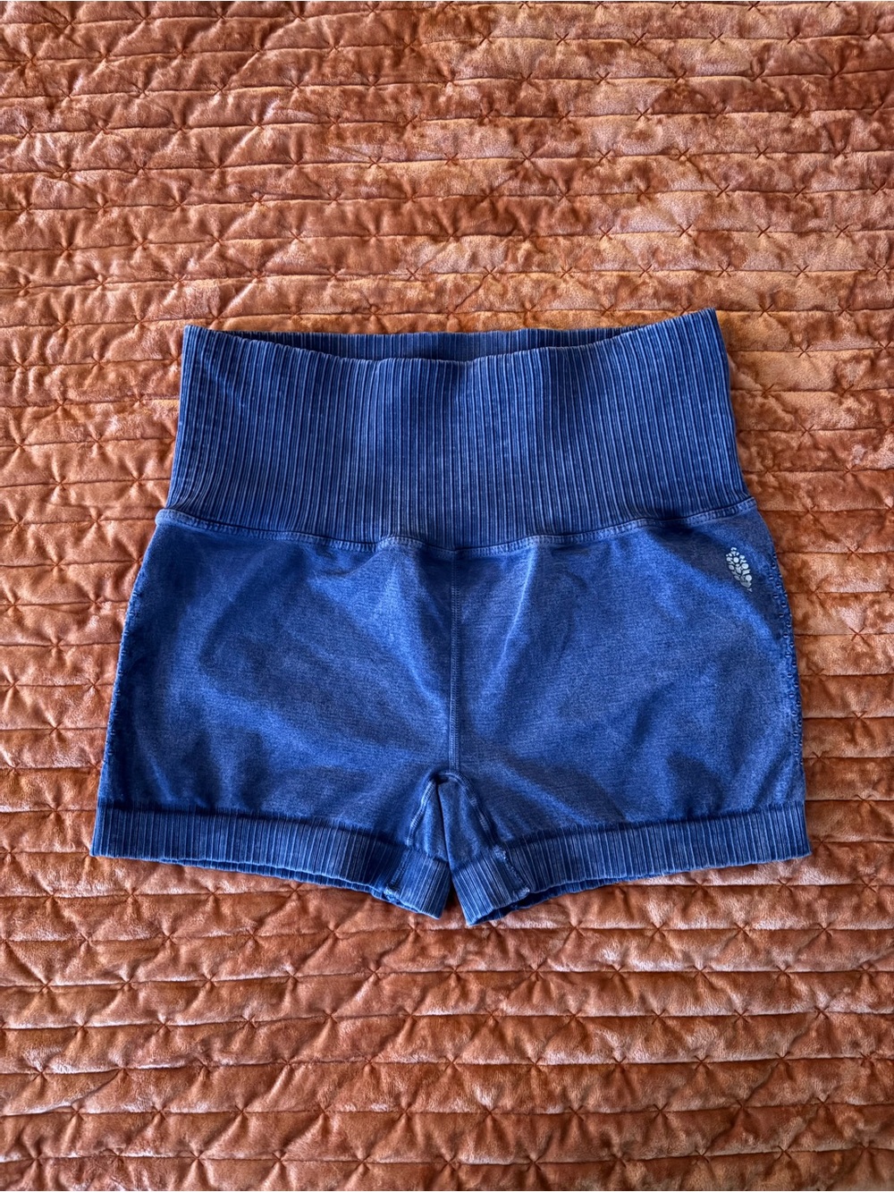 Free People Navy High-Waist Ribbed Women’s Shorts